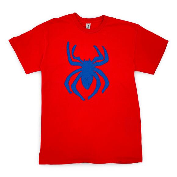 Handsewn Spider Graphic Tee | Unisex M | Artisan Originals | Red Blue Spider - Picture 1 of 7